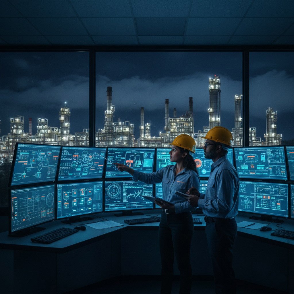 Equipo de ingenieros de GESA trabajando en sala de control